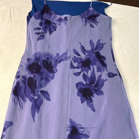 Vintage Silk Floral Slip Maxi Dress Pullover Purple Blue Colors SZ 4 Cowl Neck - Picture 11 of 16